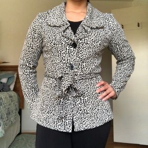 Dress Barn Floral 3-Button Printed Coat